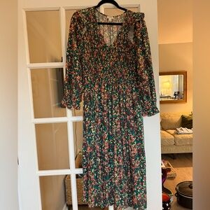 J. Crew Factory Multicolor Floral Long Sleeve Dress